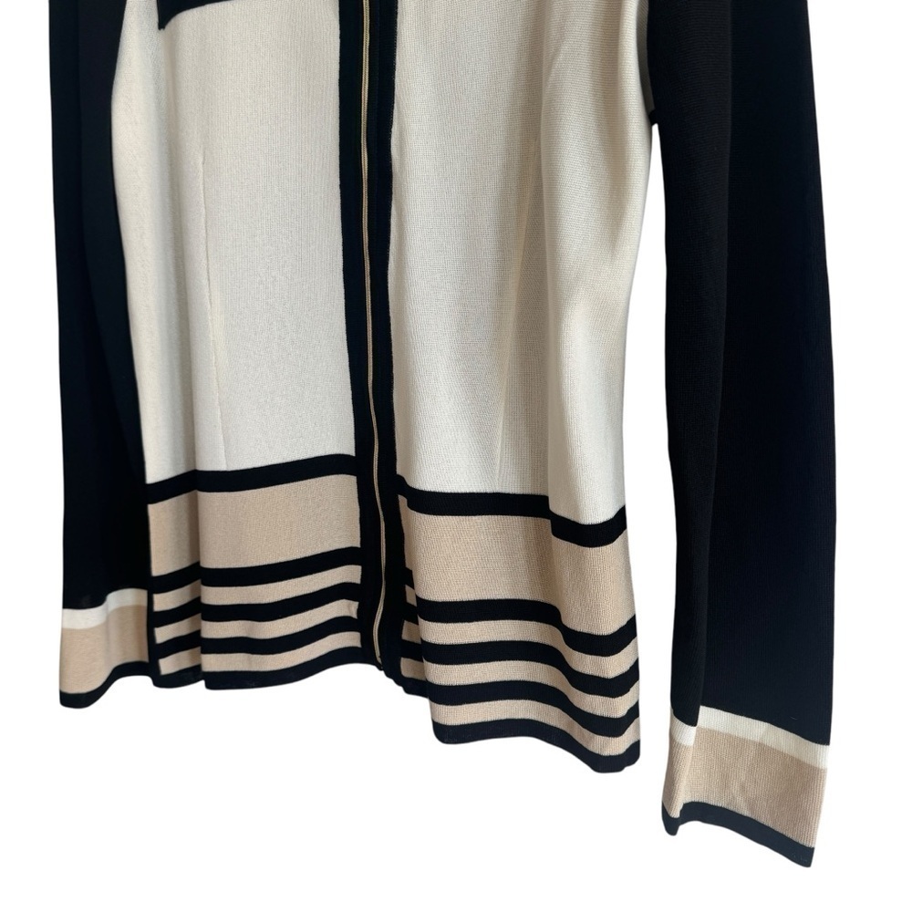 Misook Striped Colorblock Zip Cardigan Jacket, Size XS - Picture 3 of 7